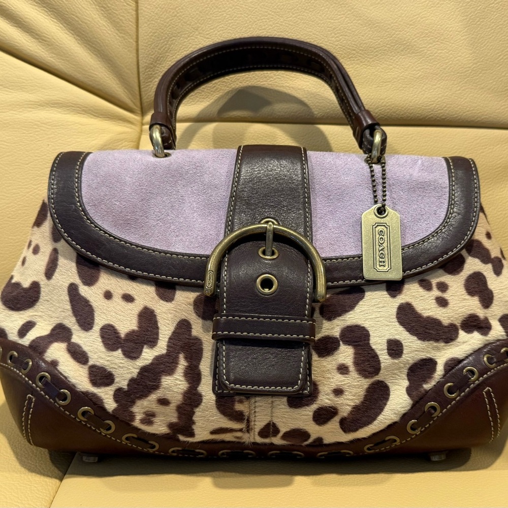 Vintage Coach Purple and Brown OCELOT MADISON Women's Bag